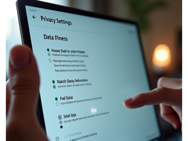 Interfaz de usuario para la gestión de preferencias de privacidad, con botones y toggles claros.