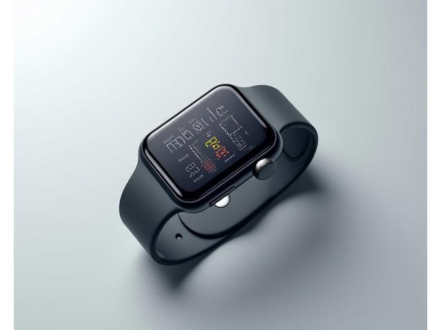 Diseño de un smartwatch moderno sobre una mano, mostrando datos de salud