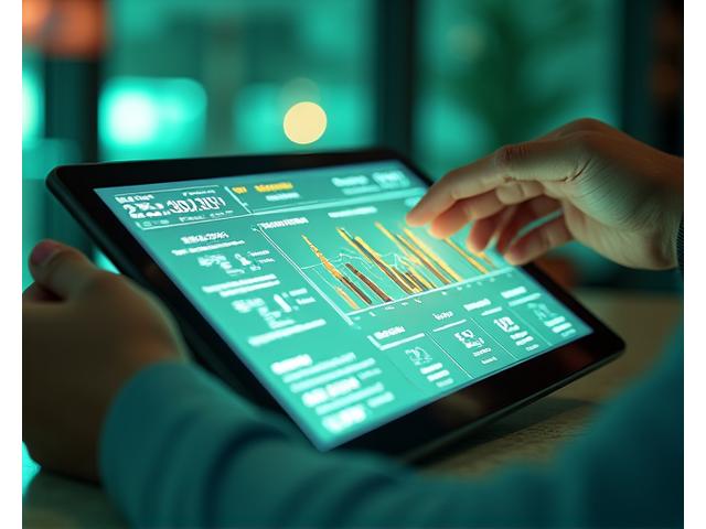 Algoritmo de personalización de salud funcionando en una interfaz digital, mostrando datos y gráficos de bienestar para adultos maduros.