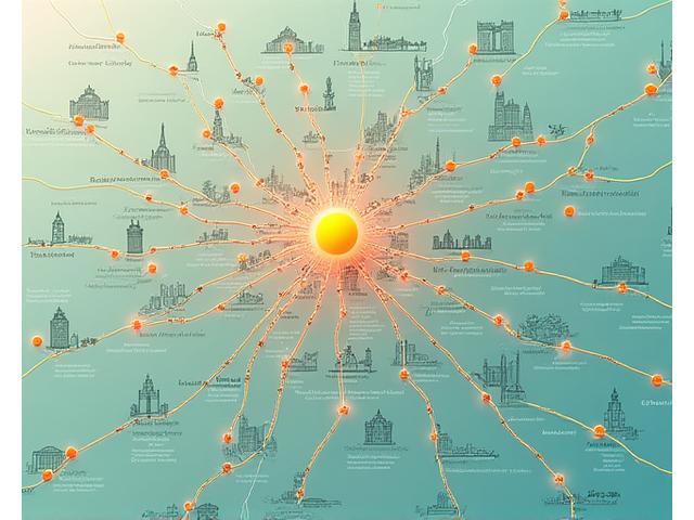 Mapa detallado de Madrid con iconos de ubicaciones clave y puntos de conexión, representando la red de Vida Serena Bienestar en la ciudad.